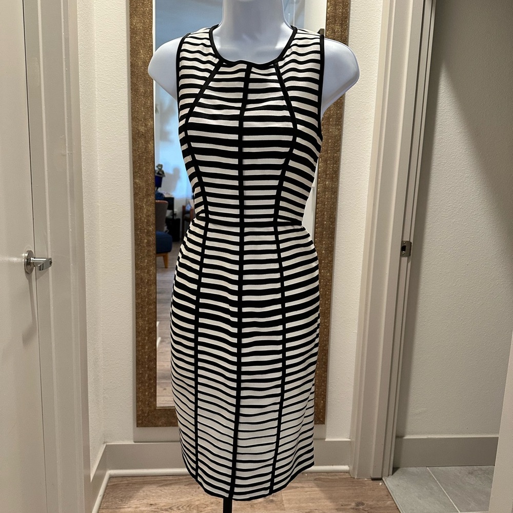 Striped Black and White Sleeveless Dress